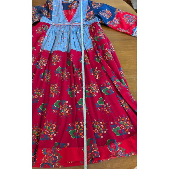 Ulla Johnson Milena Patchwork Cotton/Linen V-neck Midi Dress, size 6 - Picture 7 of 9